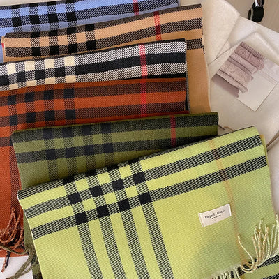 New classic Autumn Winter Fashion Cashmere Plaid Design Scarf Men Women Warm Thickening Shawl Neckerchief Scarves Bufanda Tassel