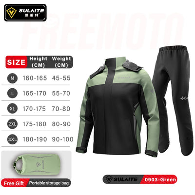 SULAITE Motorcycle Rain Suit Men Women Rain Gear Waterproof Protective Rain Coat with Pants 2 Pieces Breathable Outdoor