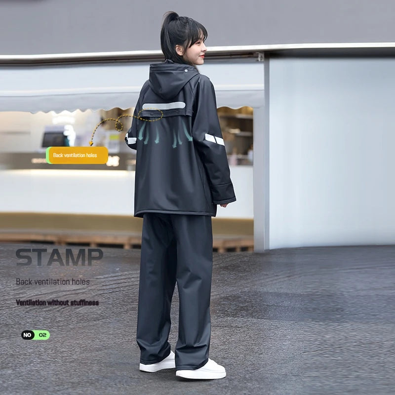 1 Set Split raincoat rain pants suit Full body rainstorm proof take away waterproof suit Reflective motorcycle raincoat suit