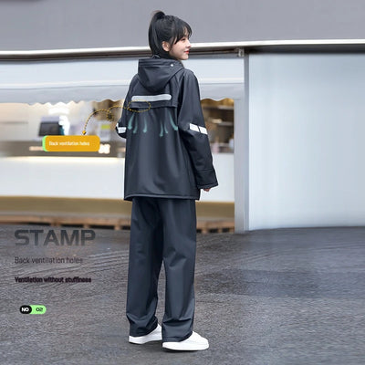1 Set Split raincoat rain pants suit Full body rainstorm proof take away waterproof suit Reflective motorcycle raincoat suit