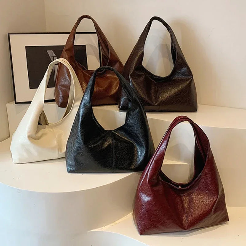 Large Capacity PU Leather Hobo Underarm Bags Autumn Winter Shoulder Bag for Women 2025 New Trend Y2K Handbags and Purses Tote