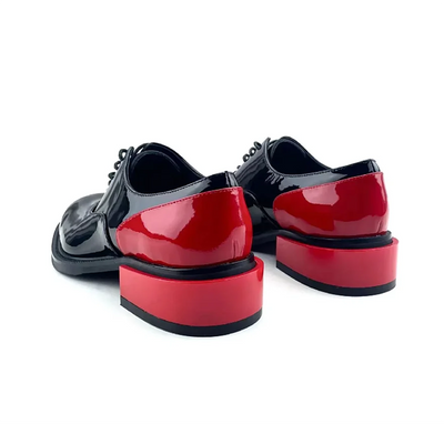 Men's High-End Patent Leather Derby Shoes Square Headed Trendy Lace-Up Patchwork Business Style for 2025