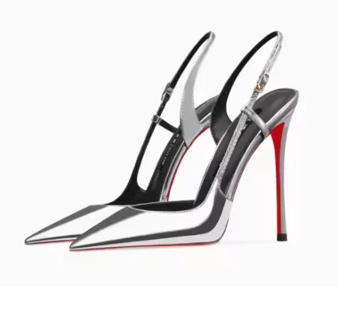 White patent leather design with a high-end and non tiring foot feel. 2025 new pointed and slim heeled high heels for women