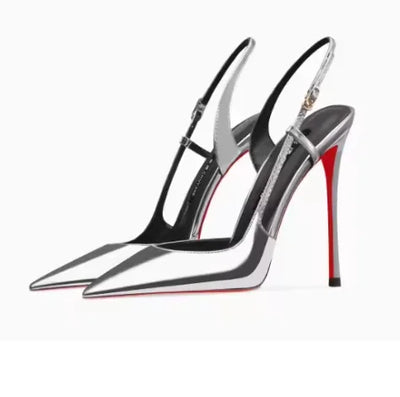 White patent leather design with a high-end and non tiring foot feel. 2025 new pointed and slim heeled high heels for women