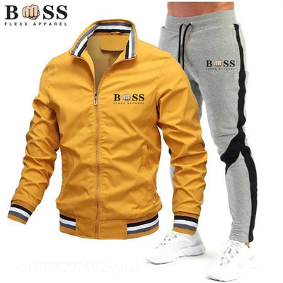 2025 New Men's Suit Clothing Men's One-Piece Sports Shirt + Sports Pants One-Piece Sports Shirt with Zipper Collar Synthetic Spo