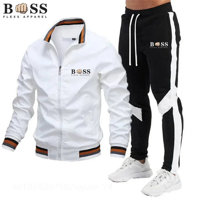 2025 New Men's Suit Clothing Men's One-Piece Sports Shirt + Sports Pants One-Piece Sports Shirt with Zipper Collar Synthetic Spo