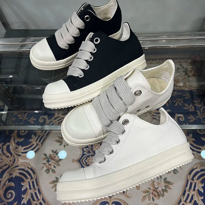 Casual Shoes Men Canvas Beige Low Top Brand Jumbo Lace Up Ro Thick Sole Luxury Designer Trainers Women Street Flat Sneakers