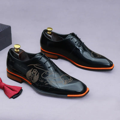 Luxury Men's Oxfords Patent Genuine Leather Male Wedding Party Dress Shoes For Men Lace-Up Office Suit Formal Derby Shoes