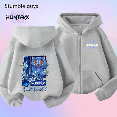Autumn New KPop Demon Hunters Kids Boys Girls Zipper Hoodie Long Sleeve Sweatshirt Anime Clothes Trendy