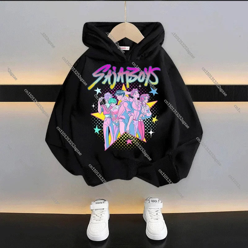 New 2025 KPop Demon Hunters Kids Hoodie: Cartoon Character Hooded Sweatshirt For Boys & Girls Casual Comfy Top