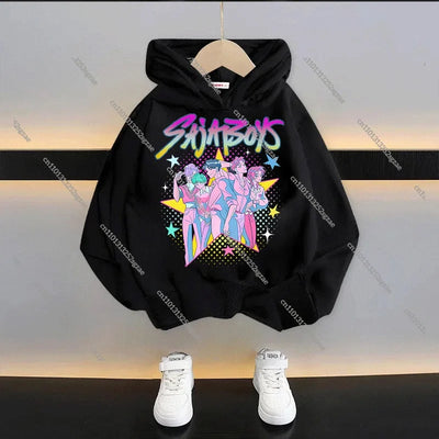 New 2025 KPop Demon Hunters Kids Hoodie: Cartoon Character Hooded Sweatshirt For Boys & Girls Casual Comfy Top