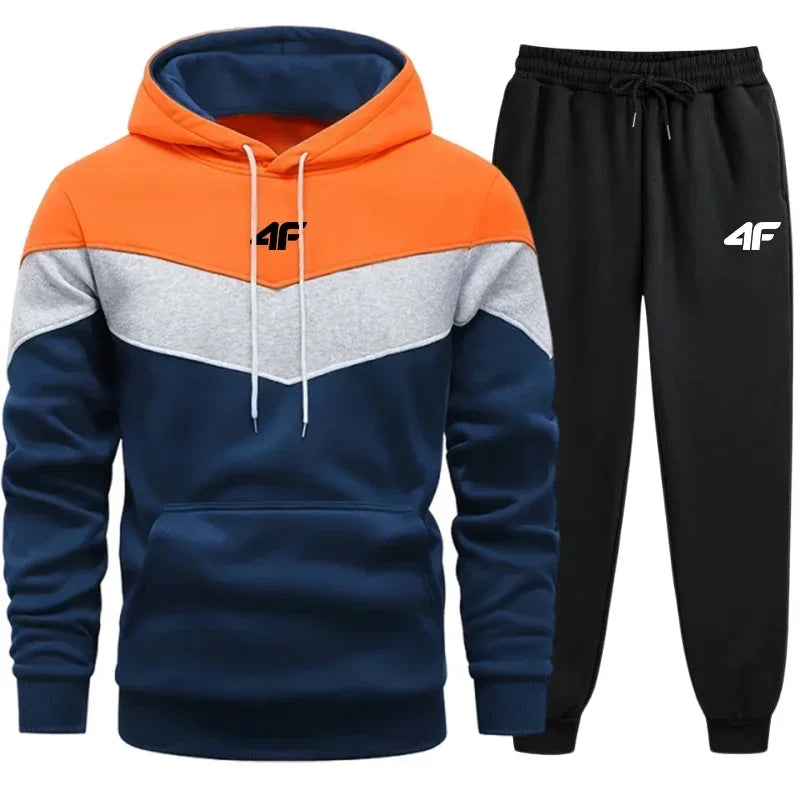 Hot Sales Mens Tracksuit Print Sports Suit Sports Hoodie+Pants 2 Pcs Suit Casual Sweatshirt Suit Jogging Men's Splicing Clothing