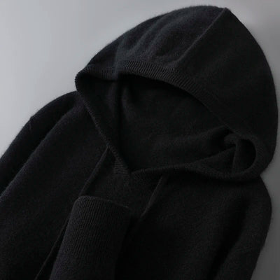 DjzDsm Autumn Winter Men's Sweater 100% Merino wool Thick Hooded Pullover Soft Knitwear Casual Comfort Wool Clothing Tops