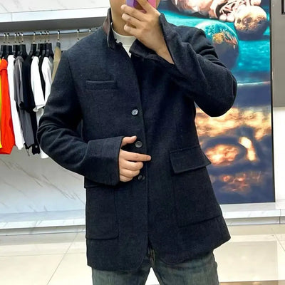 Italian LP men's autumn and winter new fashion casual stand-up collar jacket men's old money style business simple coat