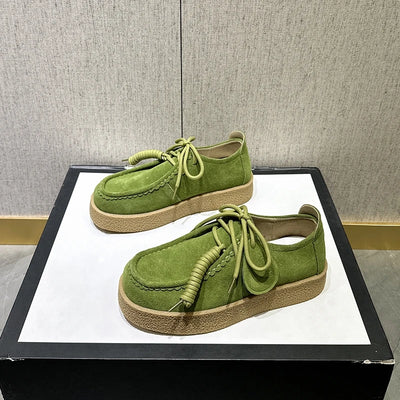 AIYUQI Genuine Leather Women's Shoes 2025 New Flat Non-slip  Derby Female Shoes Large size Lace-up Loafers For Women