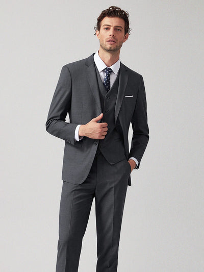 2025 Summer 70% Wool Grey Suit for Men - Premium Business Formal & Wedding Tuxedo Set, Groom's Breathable Blazer & Dress Pants