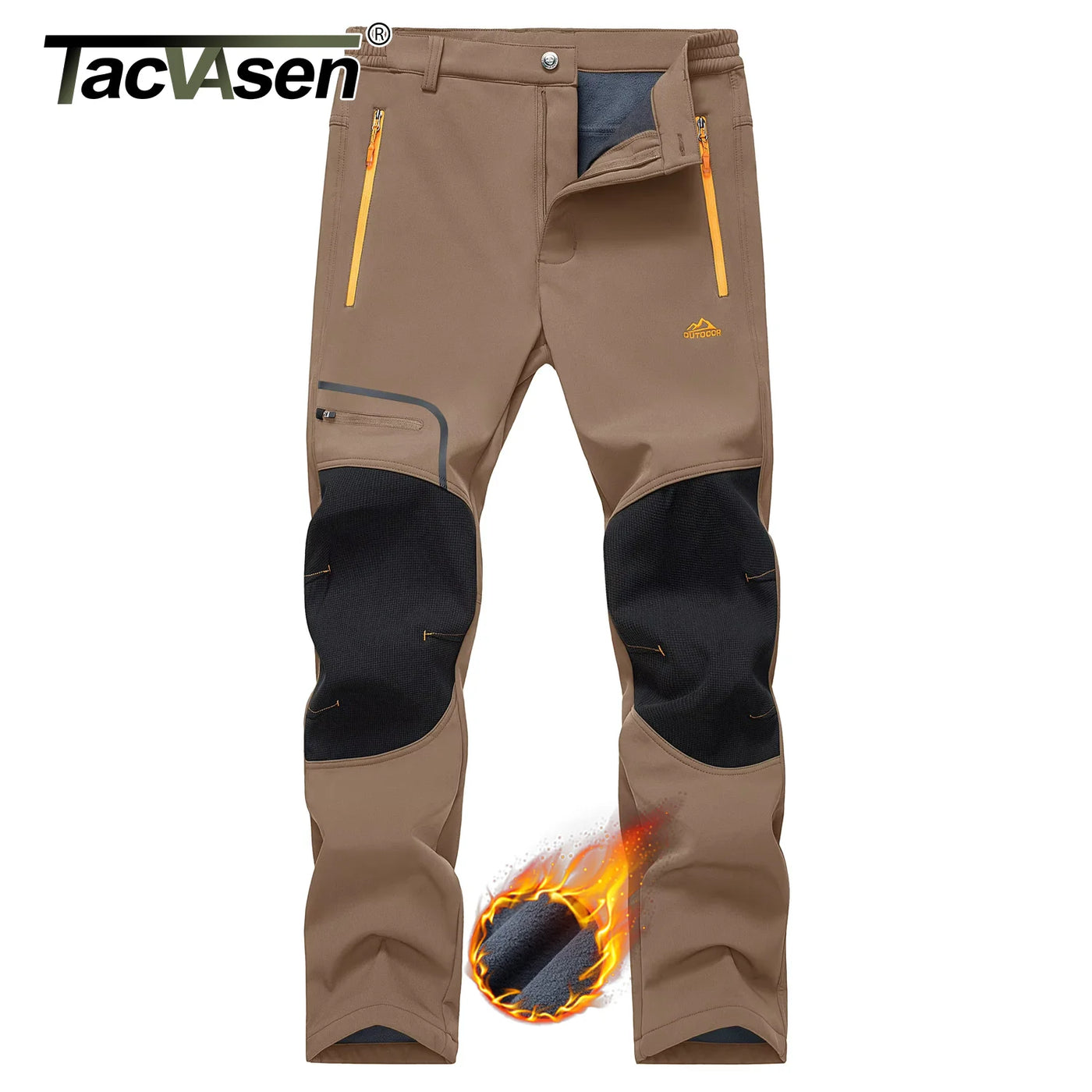 TACVASEN Winter Ski Pants Mens Warm Thermal Waterproof Pants Fleece Lined Trousers Outdoor Hiking Mountain Work Pants Windproof