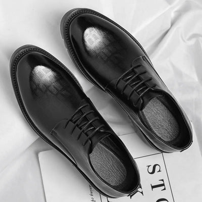 New Luxury Men's Brogues Leather Elevator Shoes Man Height Increase Insole 8cm/10cm Black Formal Business Wedding Work Men Shoes