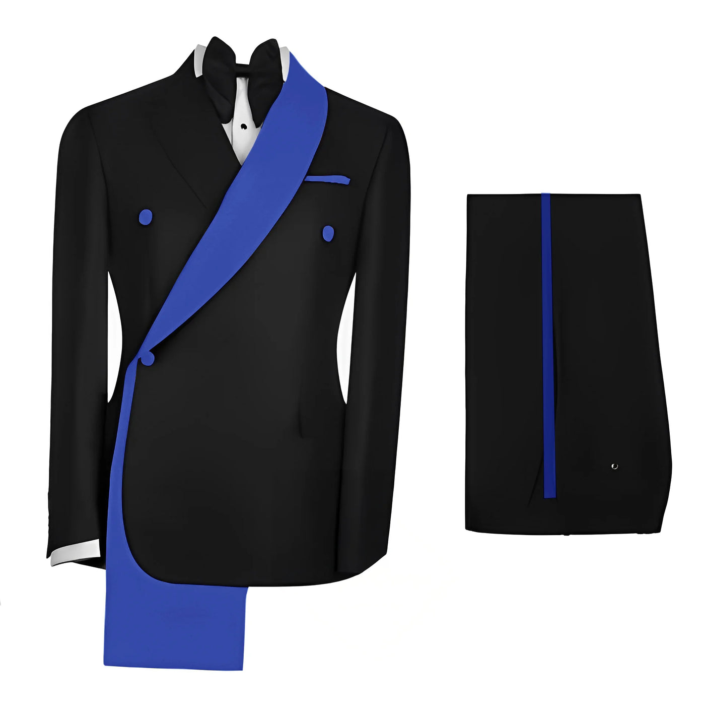 Fashionable Men's Suit 2 piece Set Black Jacket With Gold Collar Wedding Groom Tuxedo Classic Men's Tailored Blazer Pants