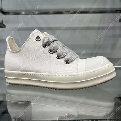 Casual Shoes Men Canvas Beige Low Top Brand Jumbo Lace Up Ro Thick Sole Luxury Designer Trainers Women Street Flat Sneakers