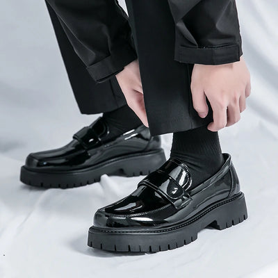 Fashion High-quality Loafers Men Round Head Shoes Business Formal Designer Leather Shoes Slip-on Thick Soled Party Wedding Shoes