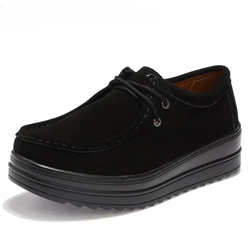 2025 Spring  women's flat platform sneakers leather suede shoes woman loafers shoes