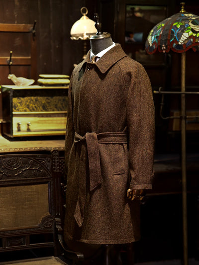 Men's Tweed Balmacaan Coat Color Speckled Pattern Classic Elegant Style Windbreaker