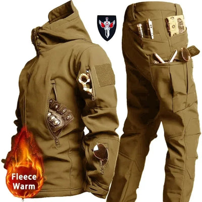 5XL 6XL Low Price Sale of Men's Outdoor New Soft Shell Waterproof and Cut Resistant Thick Wool Fleece Multi Pocket Tactical Set