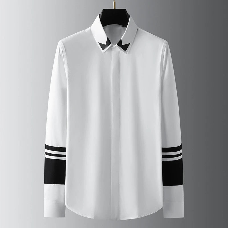 High-end men's shirt printed men's shirt long-sleeved lapel shirt daily outdoor shopping comfortable fabric large size xs-6xl