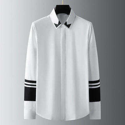 High-end men's shirt printed men's shirt long-sleeved lapel shirt daily outdoor shopping comfortable fabric large size xs-6xl