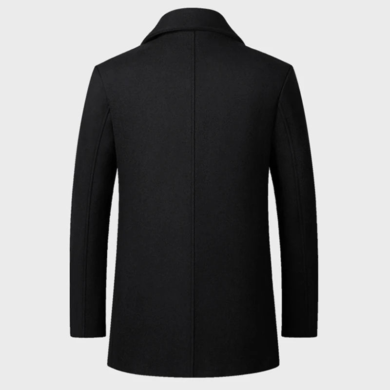 Eur Sizes Male Casual Business Jacket Autumn and Winter High-end Double-breasted Men's Woolen 40% Wool Coat Warm Trench Coat