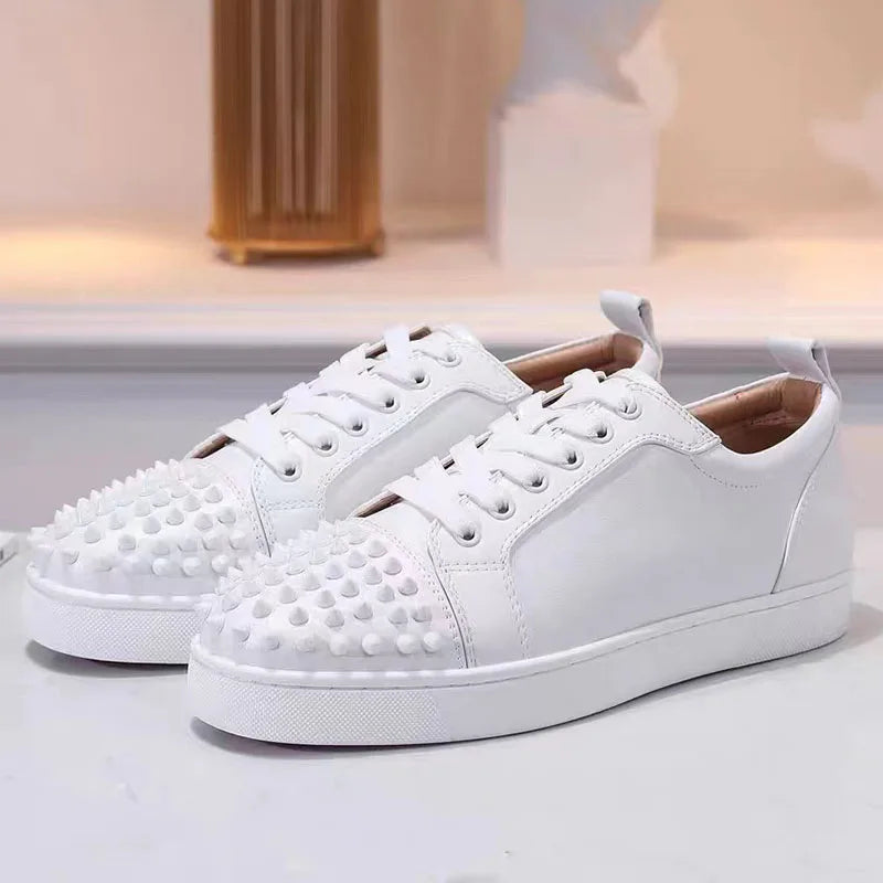 men luxury fashion rivets shoes cow suede leather studded shoe party nightclub dress flat platform sneakers breathable footwear