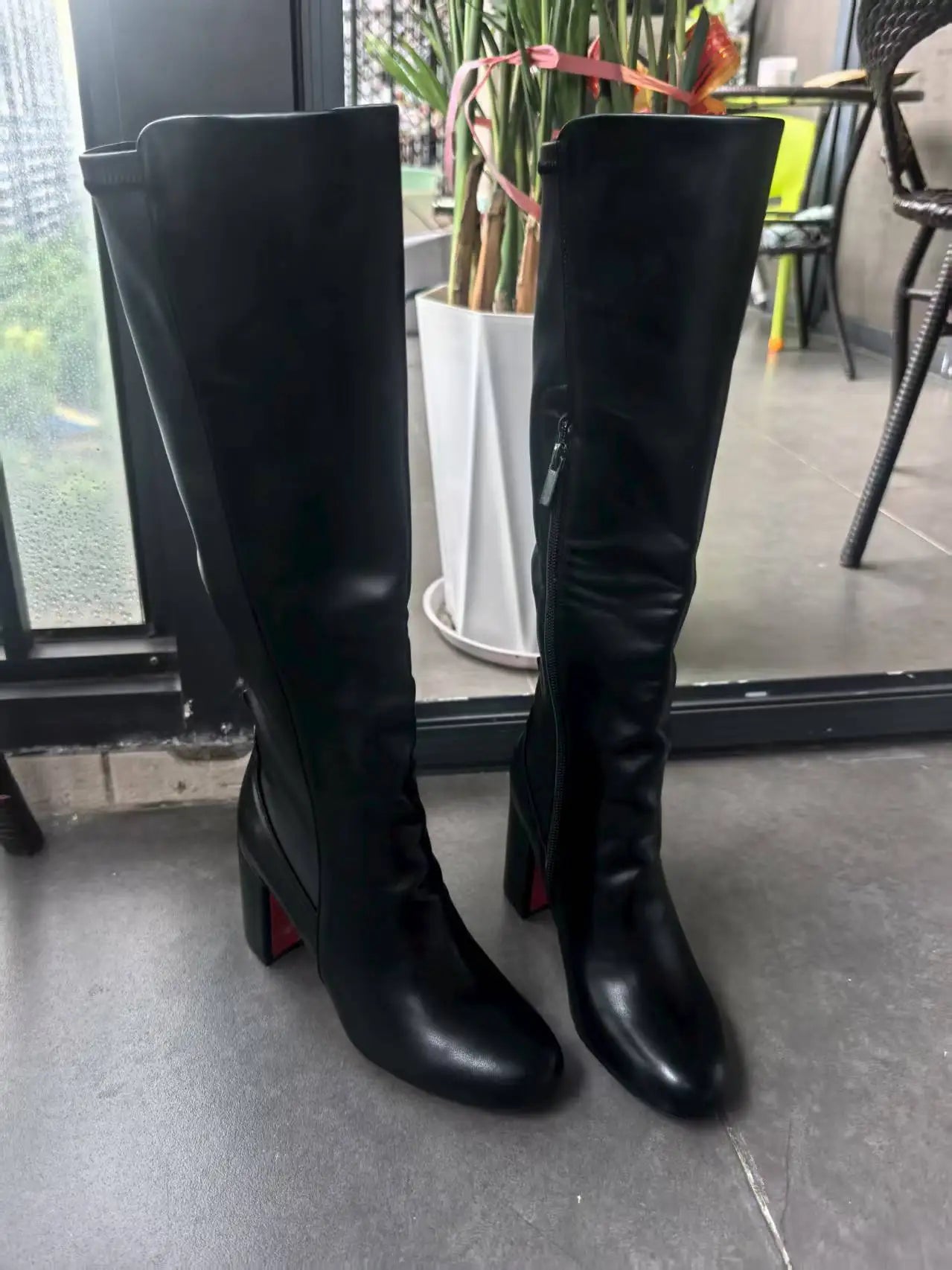 Suede Winter Long Booties Sexy Round Toe Flannel Boats Zipper Leather Knee-High Boots Women High Heel Designer Style Botas Mujer