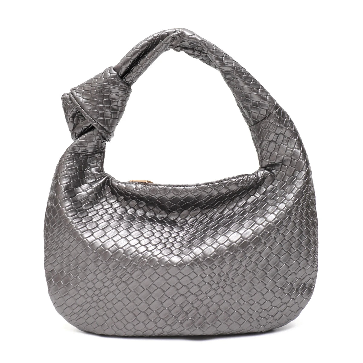 CEZIRA Women Classic Fashion Woven Embossed Hobo Soft PU Vegan Leather Knotted Strap Small Top-handle Shoulder Bag Casual Daily