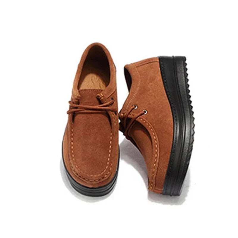 2025 Spring  women's flat platform sneakers leather suede shoes woman loafers shoes