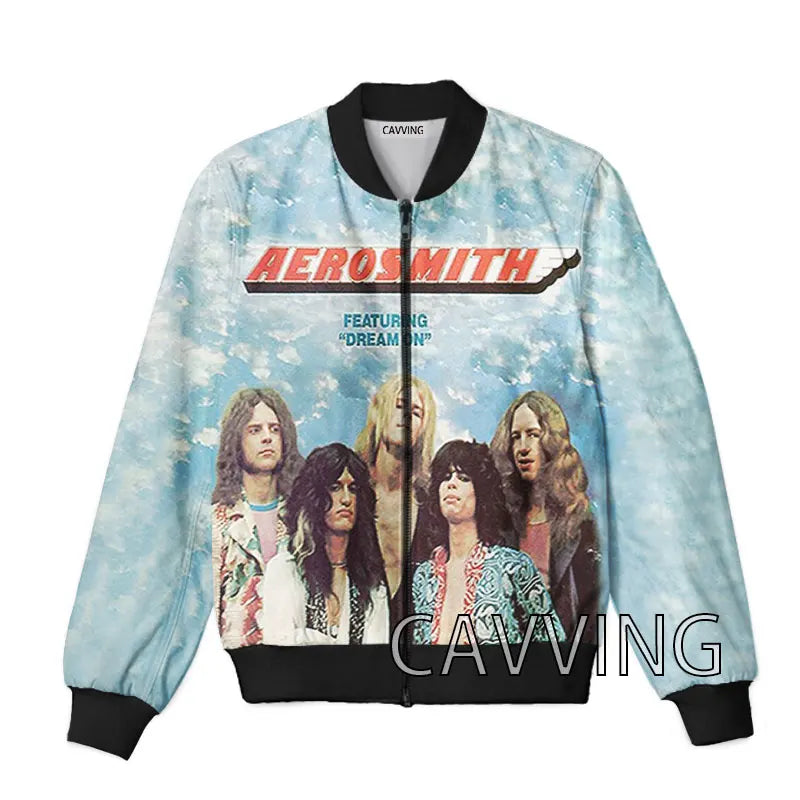 New Fashion Women/Men's 3D Print  Aerosmith Band  Zipper Bomber Jackets Men Overcoat Mens Coat Zip Up Jackets  01