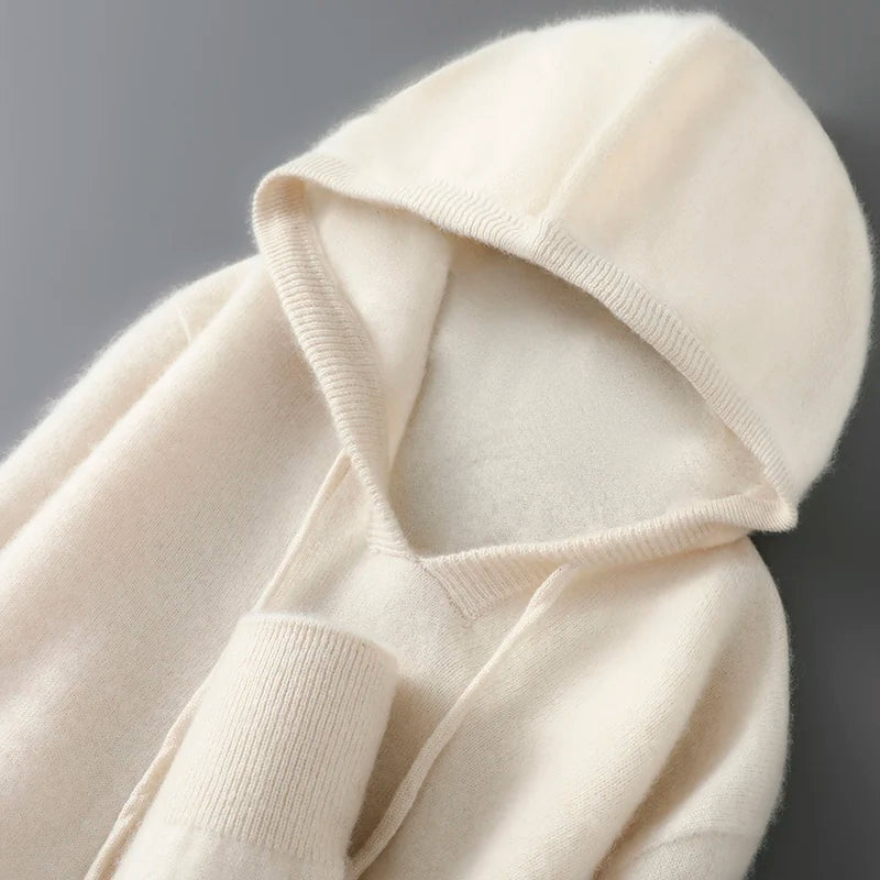 DjzDsm Autumn Winter Men's Sweater 100% Merino wool Thick Hooded Pullover Soft Knitwear Casual Comfort Wool Clothing Tops