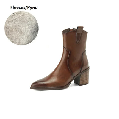 2024 Autumn Women Boots Women Shoes Pointed Toe Chunky Heel Boots Casual Winter Boots Short Modern Boots Chelsea High Heels