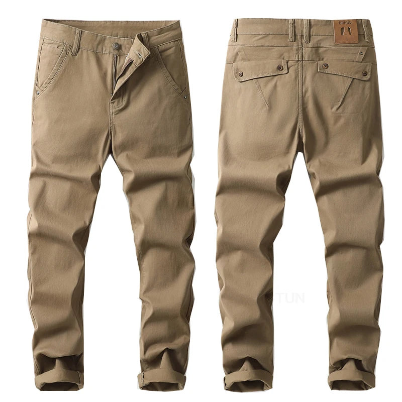 KSTUN Business Casual Pants For Men Cotton Stretch Straight Regular Fit High Quality Brand Men's Clothing Male Trousers Big Size