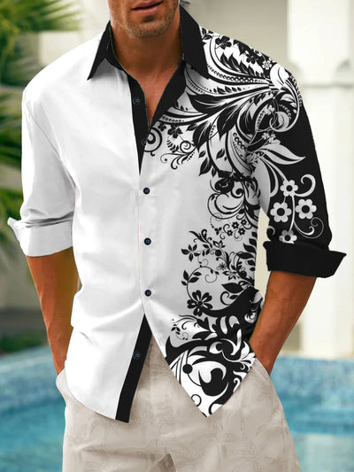Men's shirts, button down shirts, casual shirts, spring and summer, printed long sleeves, daily, fashionable, comfortable