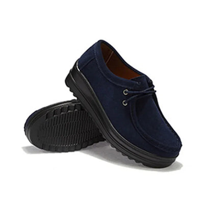 2025 Spring  women's flat platform sneakers leather suede shoes woman loafers shoes