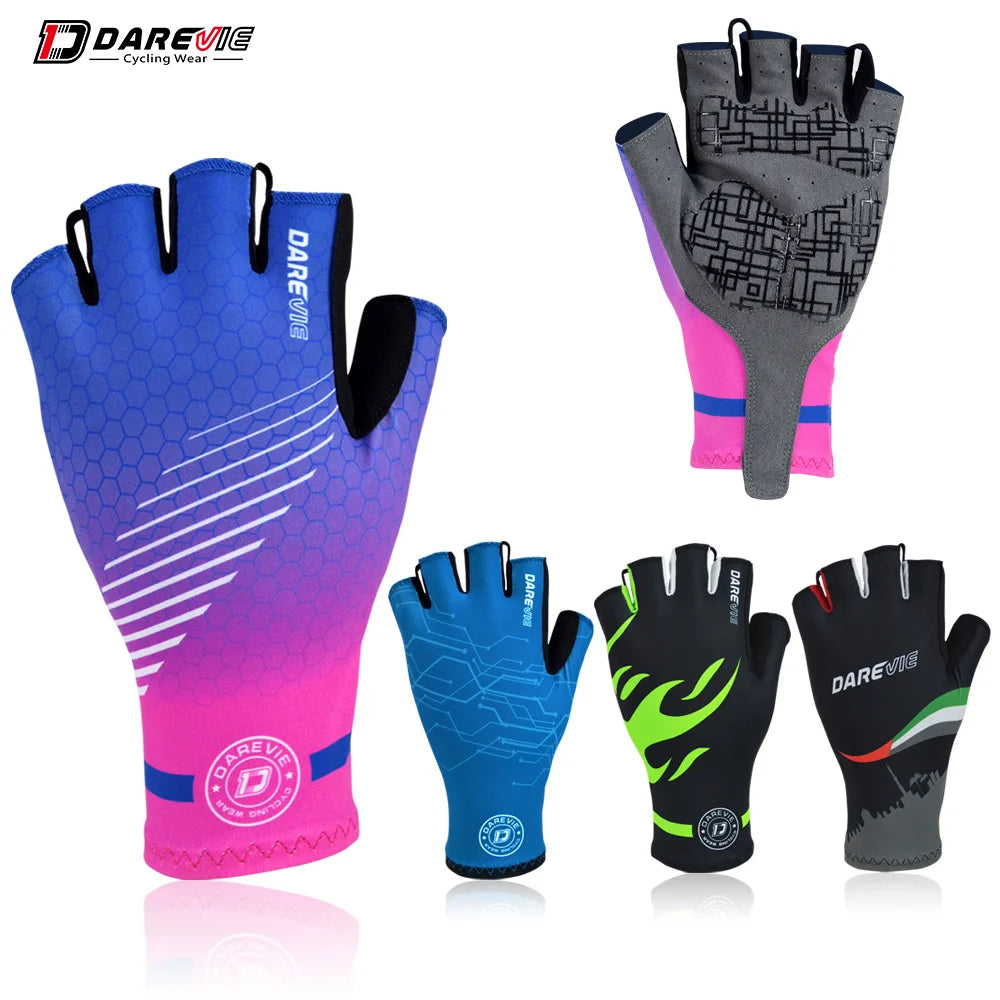 DAREVIE Men's Cycling Gloves Half Finger Shockproof Gym Gloves Breathable Cycling Glove Road Biking Glove Quick Wear MTB Gloves
