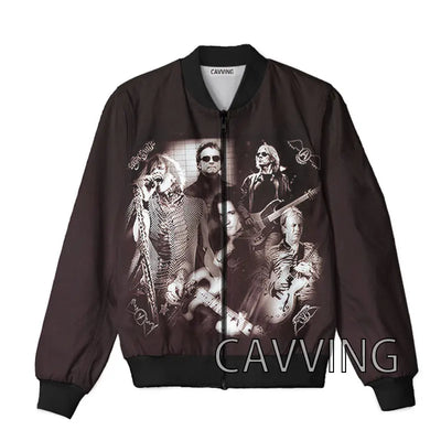 New Fashion Women/Men's 3D Print  Aerosmith Band  Zipper Bomber Jackets Men Overcoat Mens Coat Zip Up Jackets  01