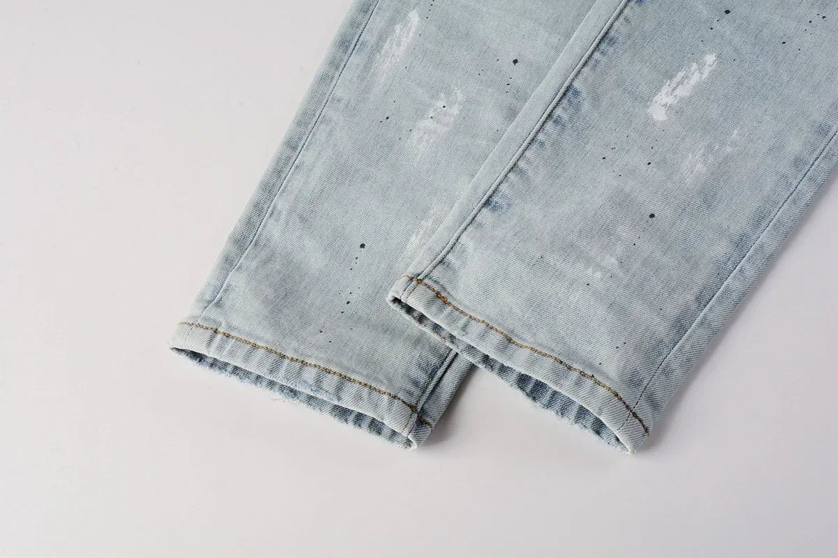 2025  Jeans Men's Vintage High-Waist Skinny  Denim Trousers Low-Rise Repairable Top Quality Streetwear Pants 9006