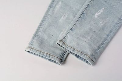 2025  Jeans Men's Vintage High-Waist Skinny  Denim Trousers Low-Rise Repairable Top Quality Streetwear Pants 9006