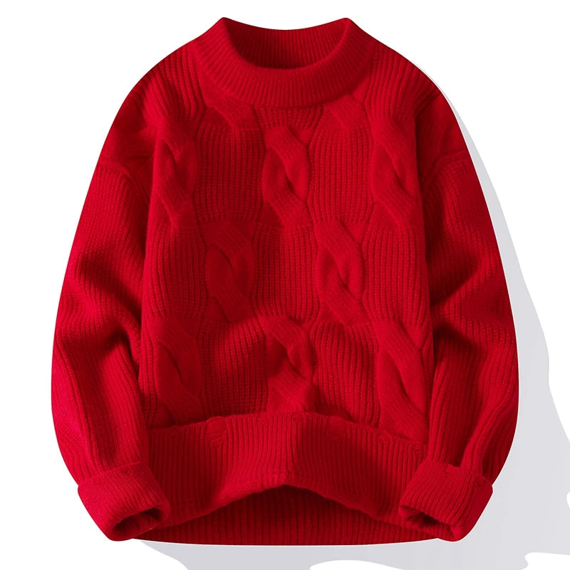 Autumn Winter Men's Loose Casual Sweater Solid Color O-Neck Knitted Pullovers Men Fashion Youthful Vitality Hole Knit Sweaters
