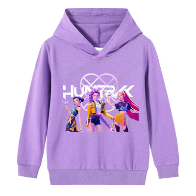 K-pop Demon Hunters Hoodies Girl Thin Hooded Sweatshirt Autumn Tracksuit Hood Sportswear Long Sleeve Pullover Kids Clothing