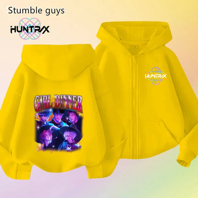 Autumn New KPop Demon Hunters Kids Boys Girls Zipper Hoodie Long Sleeve Sweatshirt Anime Clothes Trendy