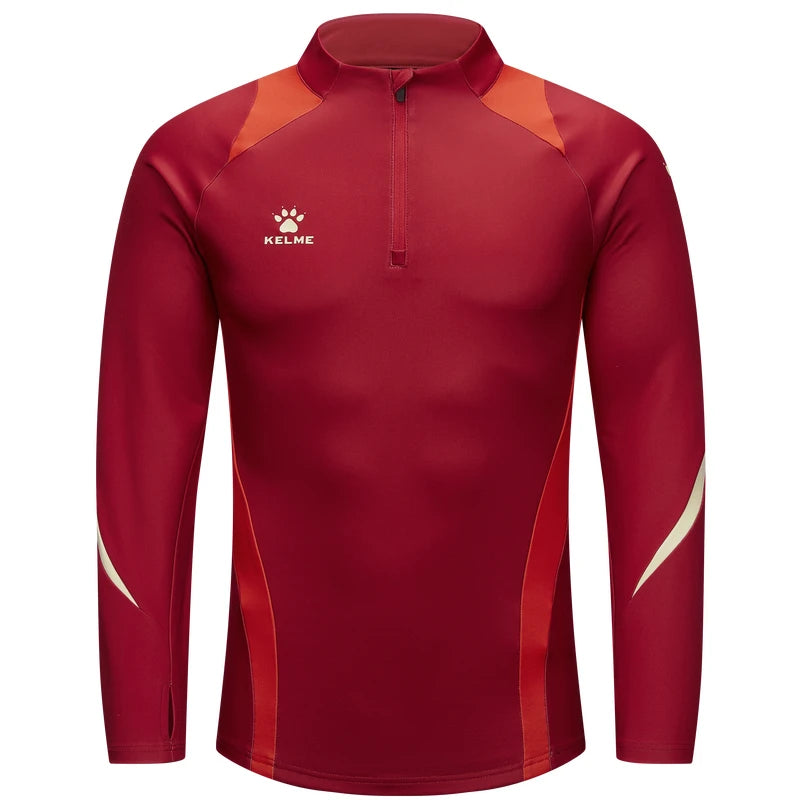 KELME Karl Mei Half Zipper Long Sleeve Sports Hoodie Men's Running Training Soccer Hoodie Basketball Jacket