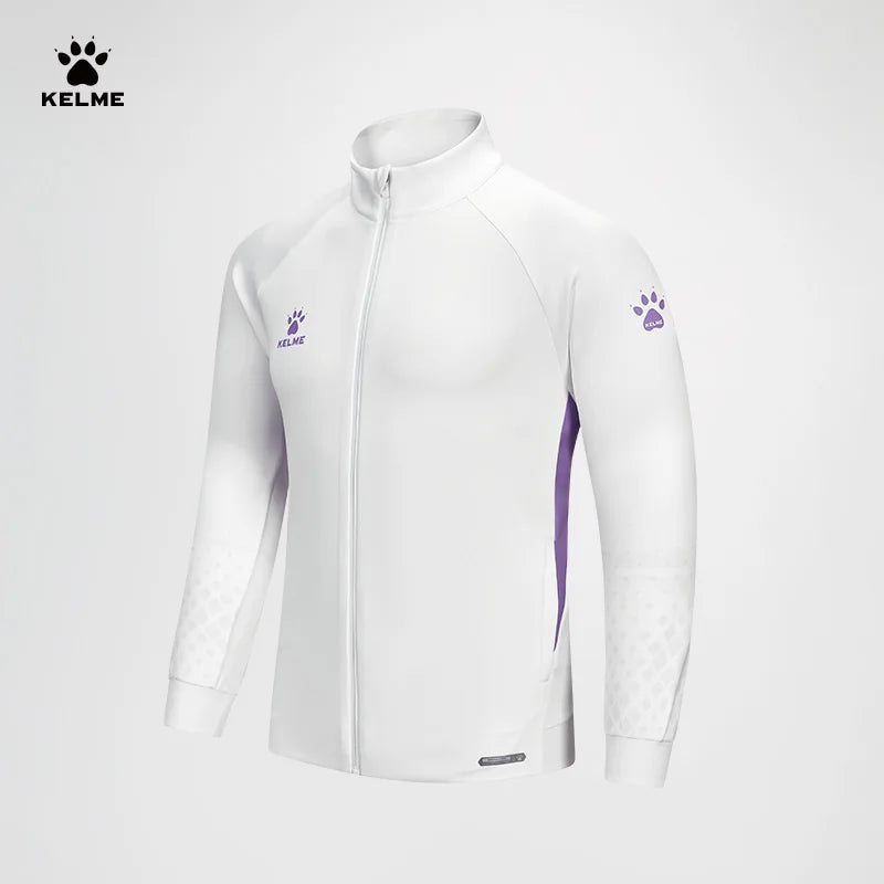 Kelme Men's Football Training Jacket Outdoor Windproof Stand Collar Knitted Jacket Running Sports Training Jacket